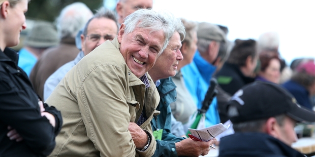 Bill Rose of Whangarei, a former worker for Ruakaka horse trainers Donna Logan and Kenny Rae, enjoys a return to the track after six years yesterday.