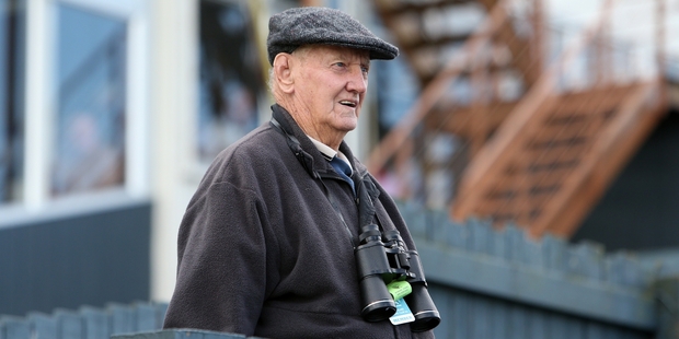 Whangarei Racing Club member Peter Davis checks out the birdcage before race 2 at yesterday's races at Ruakaka.