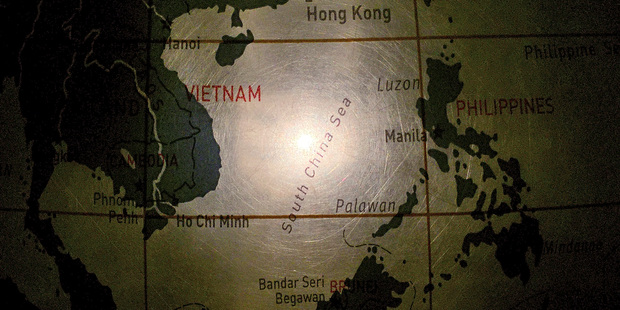 An illuminated globe shows the South China Sea at a museum in Pathumthani, Thailand. Photo / AP