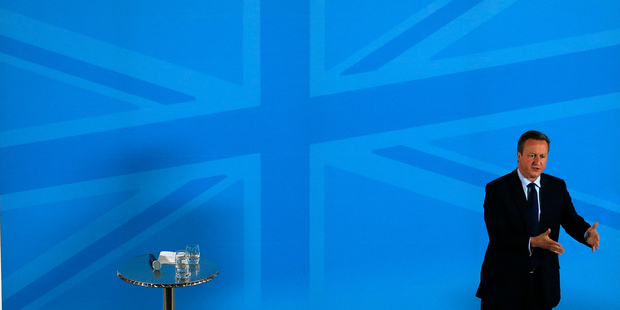 Britain's Prime Minister David Cameron addresses members of a World Economic Forum. Photo / AP