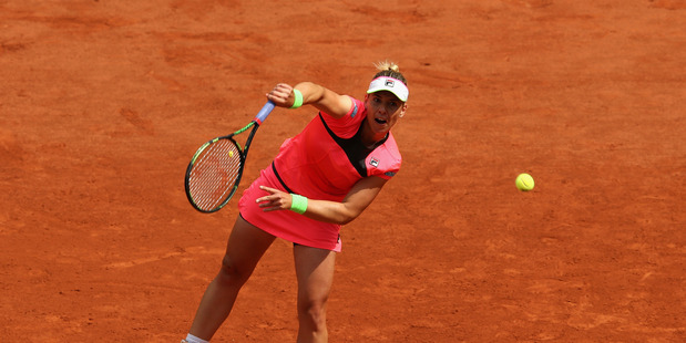Marina Erakovic during her match against Petra Kvitova at the 2015 French Open. Photo / Getty Images