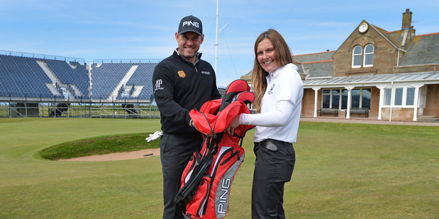 Lee Westwood with Jackie Davidson Scottish Golf Head of Development at Royal Troon. Photo / Getty Images