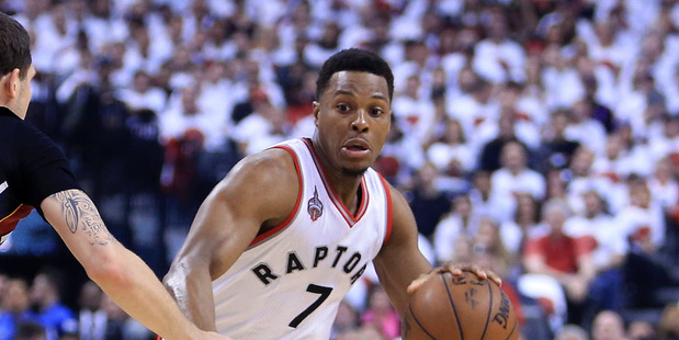 Kyle Lowry dribbles the ball against the Miami Heat in Game 7. Photo / Getty Images