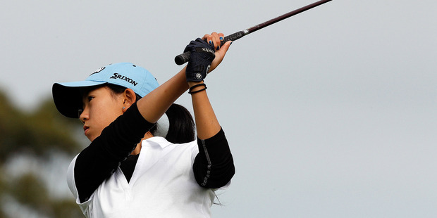 Liv Cheng tees off during the New Zealand Women's Amateur Championship. Photo / Getty Images
