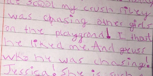 Seven-year-old Madie was devastated by her crush's interest in another girl in the playground. Photo / Twitter, Madie Cardon