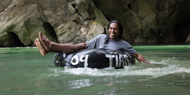 Tubing on the river in the jungle.