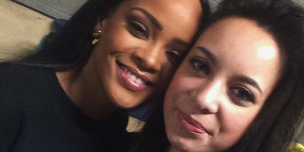 Kiwi fan Shannon Roberts with Rihanna. Photo / Facebook