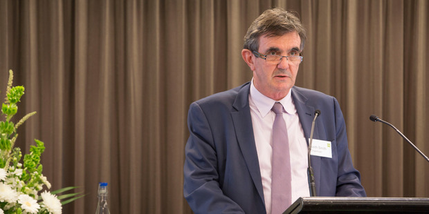 Keith Smith, chairman at Goodman Property Trust, at their annual meeting. Photo / Supplied