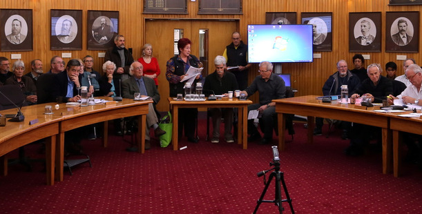 BLOCKED: Anti-TPP protestors take their submission to the council in June 2014, only for the meeting to be abandoned as council did not have enough members to form a quorum.