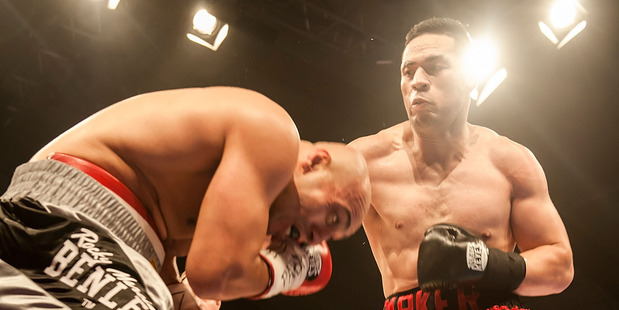 Joseph Parker and Yakup Saglam during their bout on June 13, 2015 at Arena Manawatu in Palmerston North, New Zealand. (Photo by Mike Heydon/Getty Images)