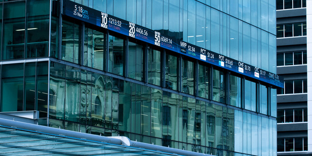 NZX ticker located in downtown Auckland opposite Britomart train station.
