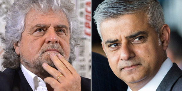 Beppe Grillo has made a terrorist joke about Sadiq Khan. Photos / Getty