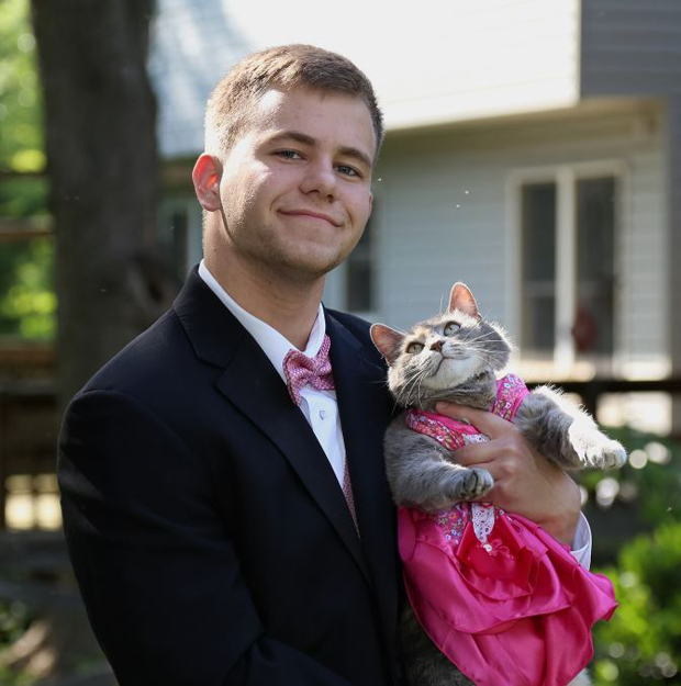 Is it a look of love, or is the cat saying "why are you doing this to me?!" Photo / Imgur