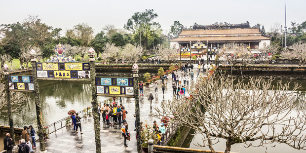 The walkway leading from the entrance building to Thai Hoa palace, at the Imperial City in Hue. Photo / iStock