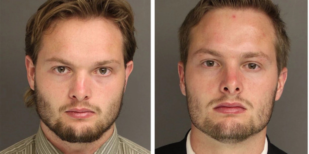 Caleb Tate, left, and his twin brother Daniel are accused of setting off bombs in five locations in the final weeks of 2015. Photo / Chester Country District Attorney's office