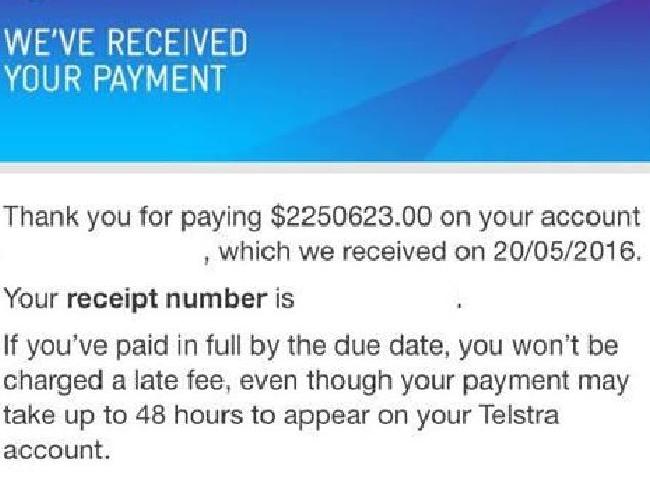 Telstra received Calum Mawson’s payment of more than $2 million. Photo / Supplied
