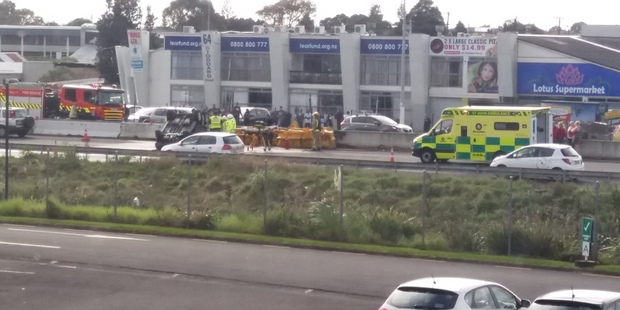 Emergency services at the scene of the accident. Photo / Supplied