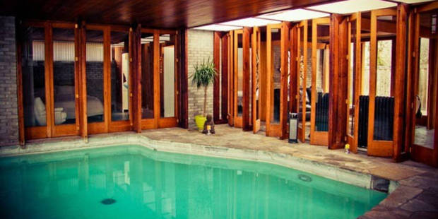 The geothermal hot spring pool at Aaron Paul's swanky Airbnb. Photo / Airbnb