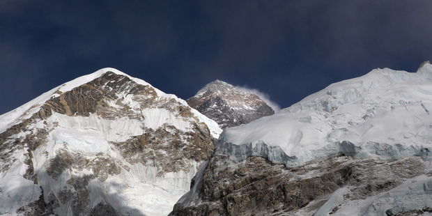 Mount Everest, in the middle, has an altitude of 8,848m. Photo / AP
