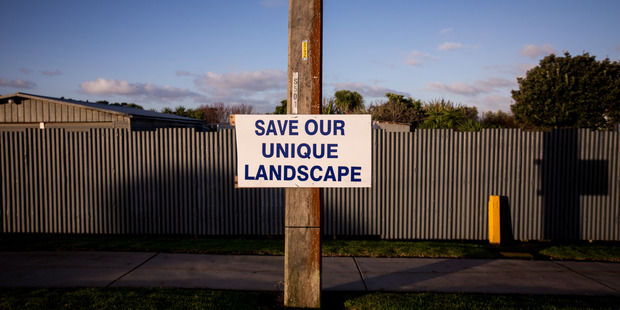 Protest sign near the Otuataua Stonefields. Photo / Dean Purcell