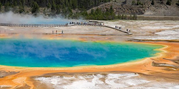 Aerial view of the Grand Prismatic Spring. Photo: MyLoupe/Universal Images Group via Getty Images