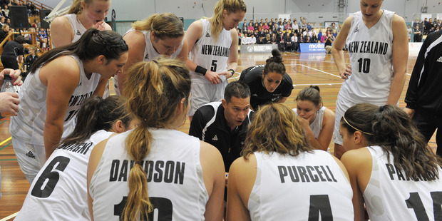 Coach Kennedy Kereama talks to his players during a match against Japan. Photo / Getty Images