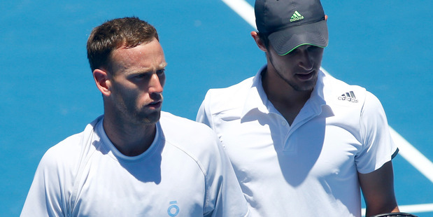 Michael Venus and Mate Pavic during the ASB Classic. Photo / Getty Images