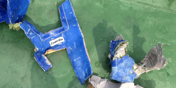 Wreckage from EgyptAir flight MS804. Photo / Getty Images