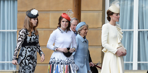 Princess Beatrice and Princess Eugenie were giving Catherine, Duchess of Cambridge, what would appear to be some rather chilly looks. Photo / Getty Images