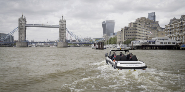 The 4WD, 7m-long commercial vehicle, the Humdinga, has been trialled by a five-star London hotel as a new luxury taxi-cab. Photo / Supplied