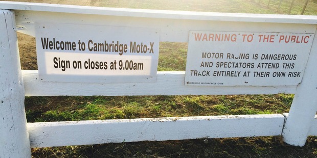 The entrance to the Cambridge motocross track. Photo / Supplied