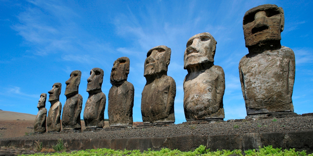 Some of the iconic Easter Island statues are at risk of being lost to the sea because of coastal erosion. Photo / Supplied