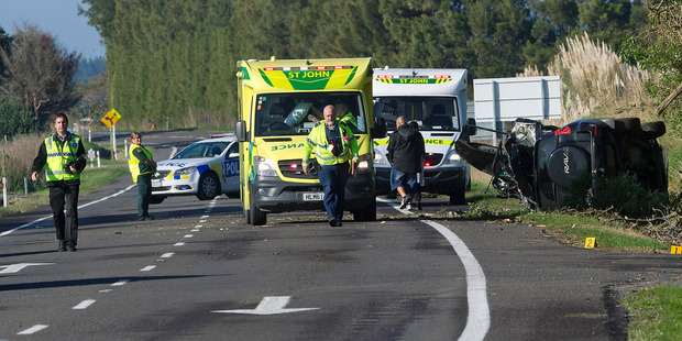 The scene of a crash which killed two near Pukehina. Photo/Andrew Warner