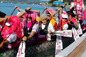 Dorothy Wilson in her first dragon boating experience. Photo/Ruth Keber