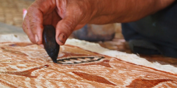 Samoan tapa cloth being made in Savai'i. Photo / Cherrie Mio Rhodes