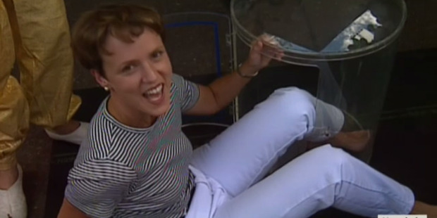 Hilary Barry as a young reporter. Photo / MediaWorks