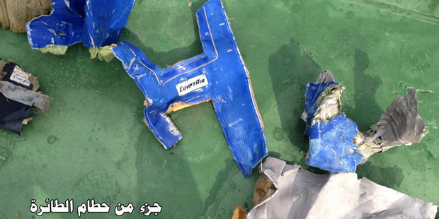 The Egyptian military released pictures of some of the wreckage it recovered so far, including a safety vest and what appeared to be the shredded remains of a seat. Photo / AP
