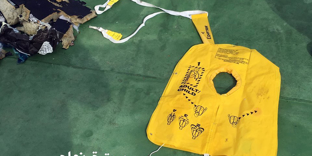 A life vest from EgyptAir flight 804. Photo / AP