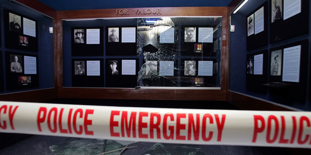The scene of war medal theft at Waiouru Army Museum in December 2007. Photo / Doug Sherring.