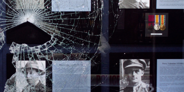 The scene of war medals theft at Waiouru Army Museum in December 2007. Photo / Doug Sherring.