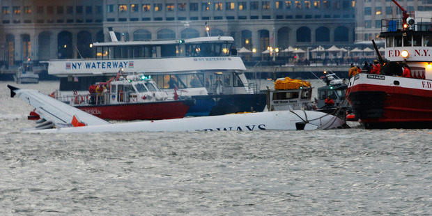 In January 2009 an Airbus A320 hit a flock of geese over New York City. The pilot elected to ditch the aircraft in the Hudson River. Photo / Getty Images