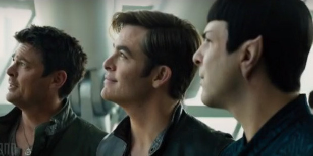 Karl Urban, Chris Pine and Zachary Quinto in the trailer for Star Trek Beyond.
