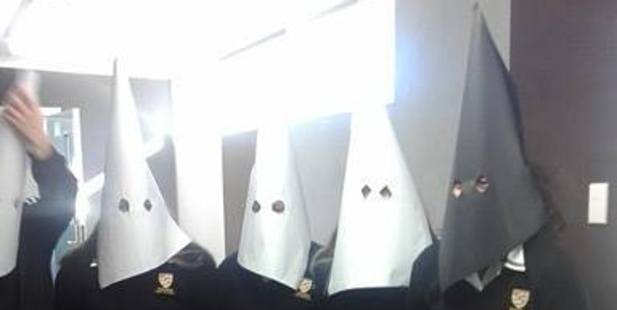 The year 10 students at Tokoroa High School wore the hoods as a part of a history class. Photo / Supplied