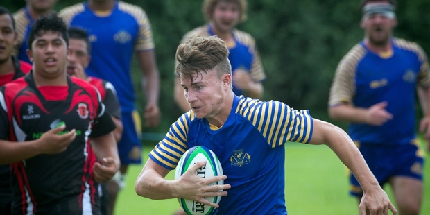 Tauranga Sports' Chris Davies in action against Arataki in an earlier round of the Baywide Development competition.
