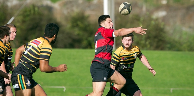 Whakarewarewa No8 Eru Wano-Smith grabs a loose ball against Greerton Marist last week.