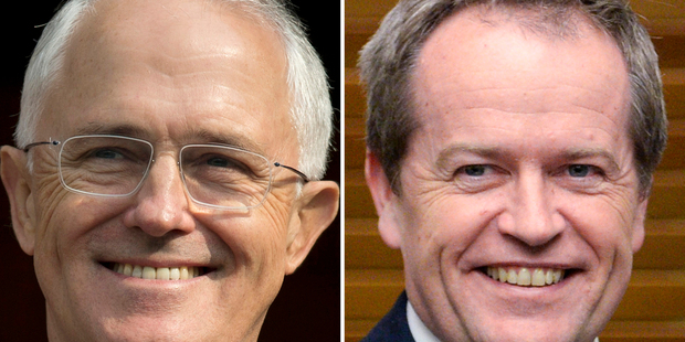 Australian Prime Minister Malcolm Turnbull, left, and Australian Opposition Leader Bill Shorten go head to head in a debate tonight. Photo / AP