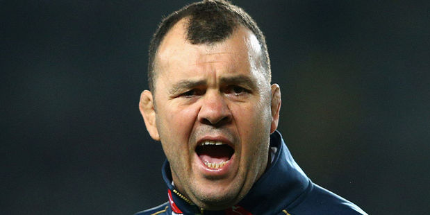Wallabies coach Michael Cheika watches his team warm up during The Rugby Championship. Photo / Getty Images