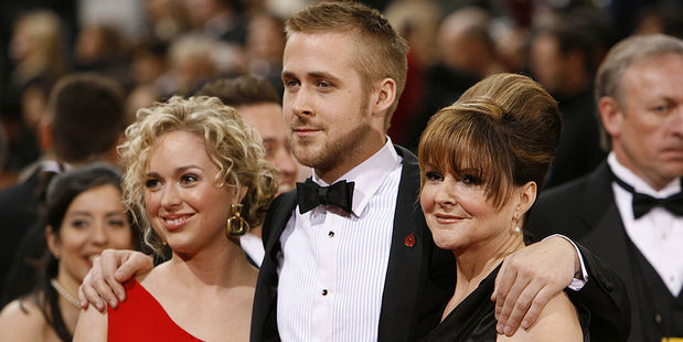 Ryan Gosling with sister Mandi Gosling and mother Donna Gosling. Photo / Getty Images