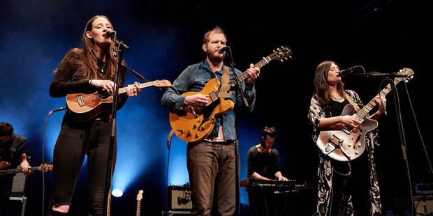 Justin Vernon of Bon Iver with The Staves in London. File photo / Getty Images