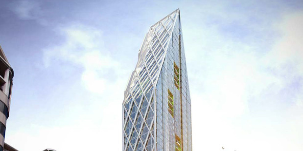A new residential tower in Customs St which is set to be Auckland's biggest skyscraper. Photo / Supplied